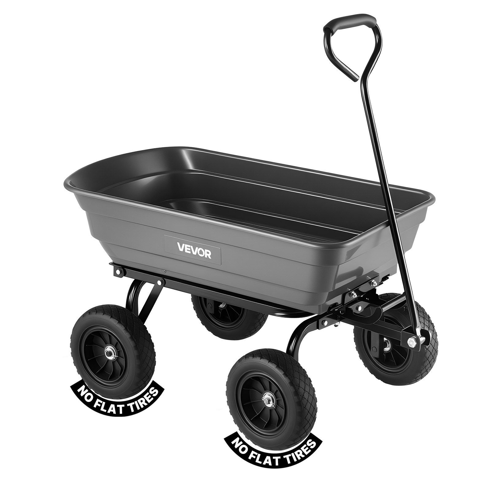 VEVOR Carro de Jardín con Función Basculante Carga de 272 kg, Carro de Jardín de Polietileno Mecanismo de Volcado de 90°, con Ruedas Giratorias de 180°, Rodamientos Flexibles de 270° para Plantas