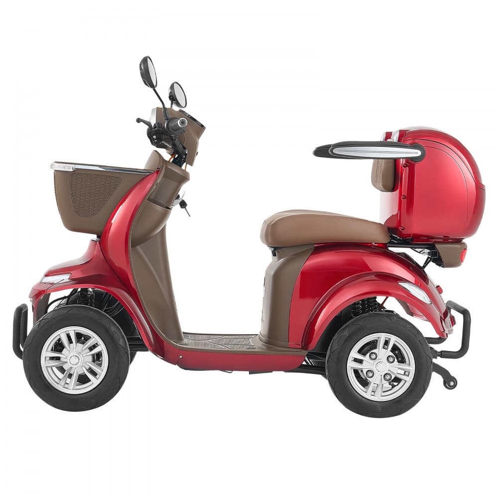 VEVOR Patinete Eléctrico de Movilidad 4 Ruedas, Capacidad de Carga 227 kg, para Personas Mayores con 3 Marchas, Autonomía 35 km, 1000 W, Todoterreno, Pendiente Máxima 20°, 1680 x 670 x 1170 mm