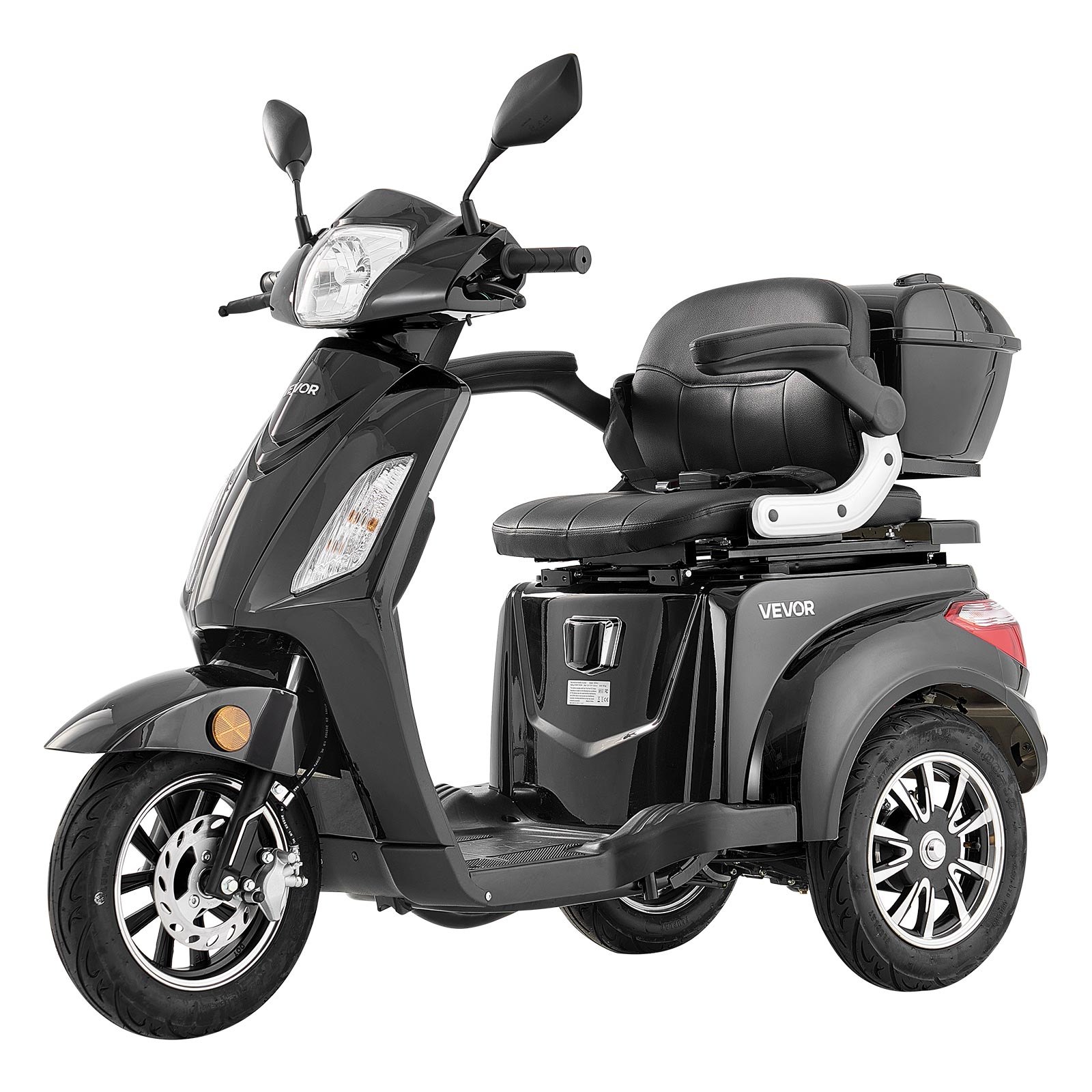 VEVOR Patinete de Movilidad de 3 Ruedas, para Personas Mayores y Adultos, Capacidad de Carga de 227 kg, Rueda de Movilidad, Autonomía de 35 km con 3 Velocidades, 1000 W, Pendiente Máxima de 20°