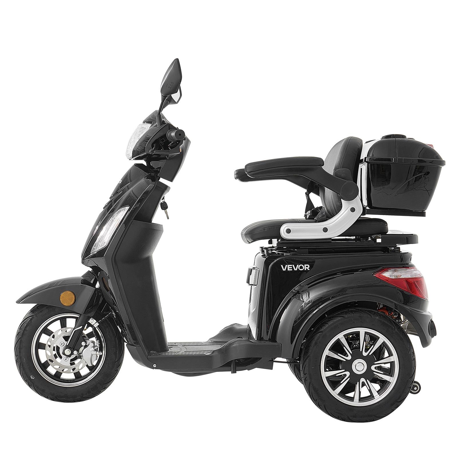 VEVOR Patinete de Movilidad de 3 Ruedas, para Personas Mayores y Adultos, Capacidad de Carga de 227 kg, Rueda de Movilidad, Autonomía de 35 km con 3 Velocidades, 1000 W, Pendiente Máxima de 20°