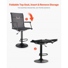 VEVOR Silla de Caza Giratoria Silenciosa de 360°, Ligera, con Estructura de Acero Resistente, Asiento Tipo Taburete, Reposabrazos Acolchados, Carga 136 kg, para Pesca y Camping al Aire Libre.