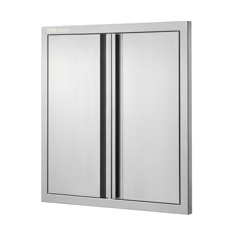 VEVOR Puerta de Acceso a Barbacoa 610 x 610 x 45 mm Puerta de Cocina Exterior Doble Puerta Empotrada de Acero Inoxidable con Manija para Isla de Barbacoa, Estación de Parrilla, Armario Exterior
