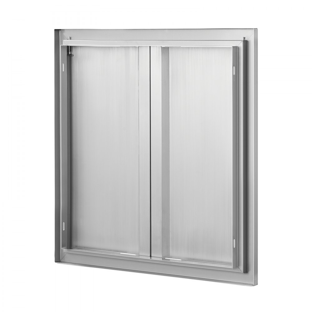 VEVOR Puerta de Acceso a Barbacoa 610 x 610 x 45 mm Puerta de Cocina Exterior Doble Puerta Empotrada de Acero Inoxidable con Manija para Isla de Barbacoa, Estación de Parrilla, Armario Exterior