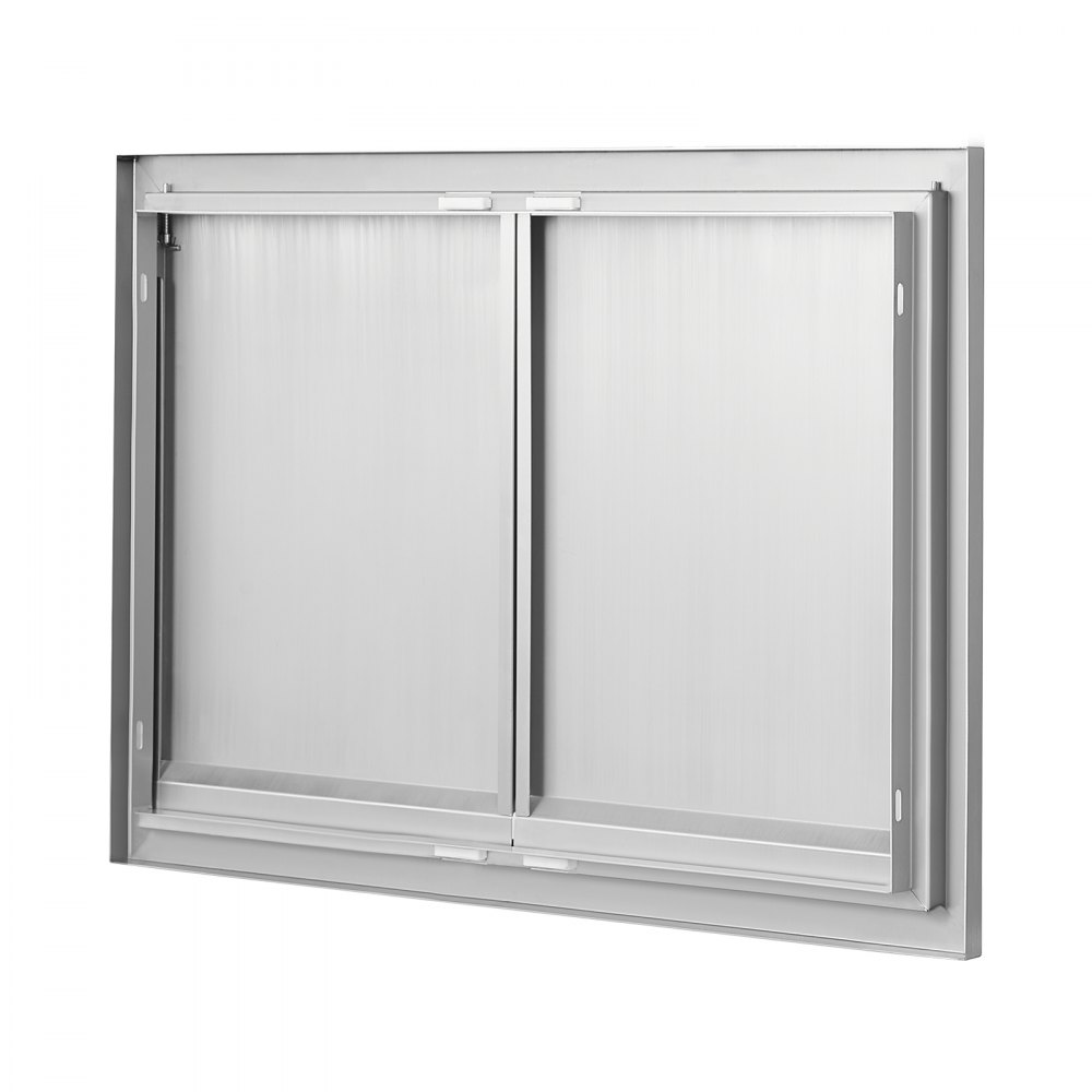 VEVOR Grill Access Door, 762 x 532 x 45 mm, Double Outdoor Kitchen Door, Flush Mounted Stainless Steel Door, Vertical Wall Door with Retractable Handles, for Grill Island, Grill Station, Outdoor Cabinet, etc.