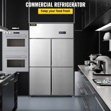 VEVOR Refrigerador Independiente 780 L Gran Capacidad Nevera con Puertas 272 W Nevera y Congelador Independiente 121x70x195 cm Material de Acero Inoxidable, Control de Temperatura Separado 4 Puertas
