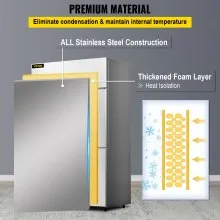 VEVOR Refrigerador Independiente 780 L Gran Capacidad Nevera con Puertas 272 W Nevera y Congelador Independiente 121x70x195 cm Material de Acero Inoxidable, Control de Temperatura Separado 4 Puertas