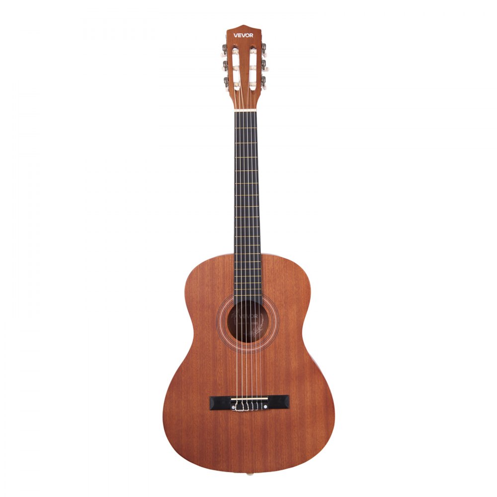 VEVOR Guitarra Clásica, Kit de Guitarra Clásica de Madera de 900 mm con Cuerdas de Nailon, Funda, Correa, Afinador, Cuerdas Adicionales, Púas, Cejilla, Sapeli y Palisandro, para Estudiantes, Natural