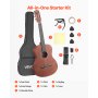 VEVOR Guitarra Clásica, Kit de Guitarra Clásica de Madera de 900 mm con Cuerdas de Nailon, Funda, Correa, Afinador, Cuerdas Adicionales, Púas, Cejilla, Sapeli y Palisandro, para Estudiantes, Natural