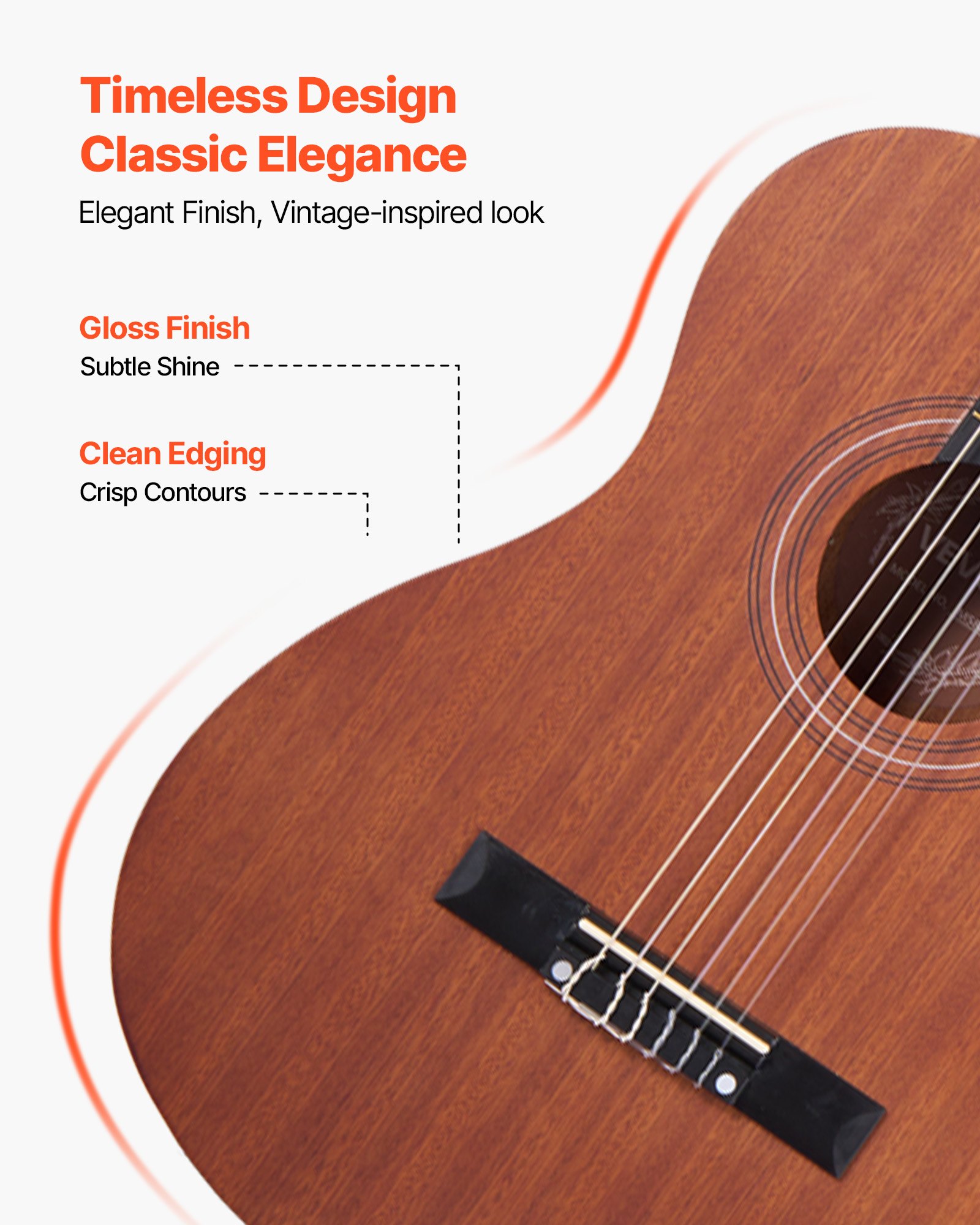 VEVOR Guitarra Clásica, Kit de Guitarra Clásica de Madera de 900 mm con Cuerdas de Nailon, Funda, Correa, Afinador, Cuerdas Adicionales, Púas, Cejilla, Sapeli y Palisandro, para Estudiantes, Natural