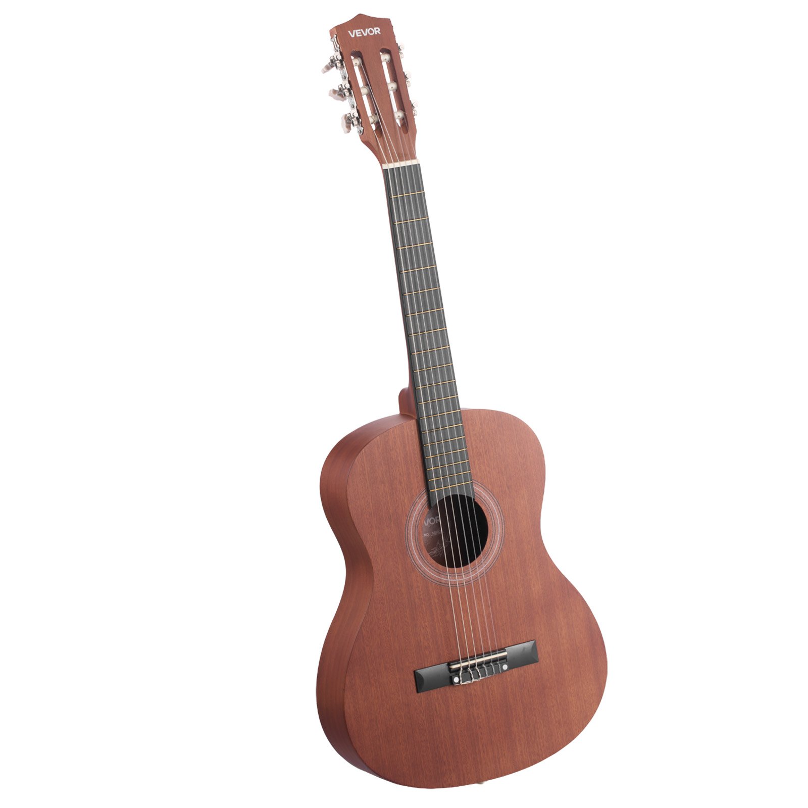 VEVOR Guitarra Clásica, Kit de Guitarra Clásica de Madera de 900 mm con Cuerdas de Nailon, Funda, Correa, Afinador, Cuerdas Adicionales, Púas, Cejilla, Sapeli y Palisandro, para Estudiantes, Natural