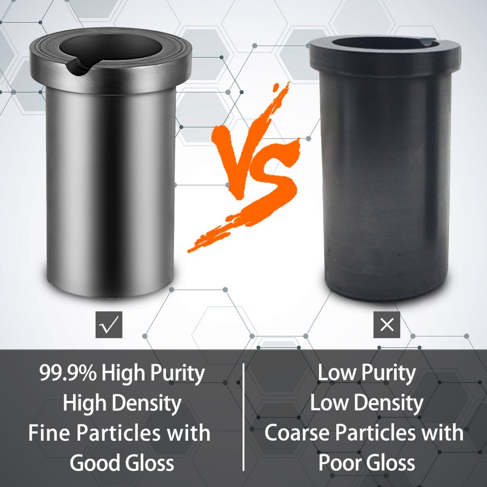 Vevor Crisol De Grafito 1 Kg Crisol De Fundición De Alta Pureza 58 X 88 Mm Plata