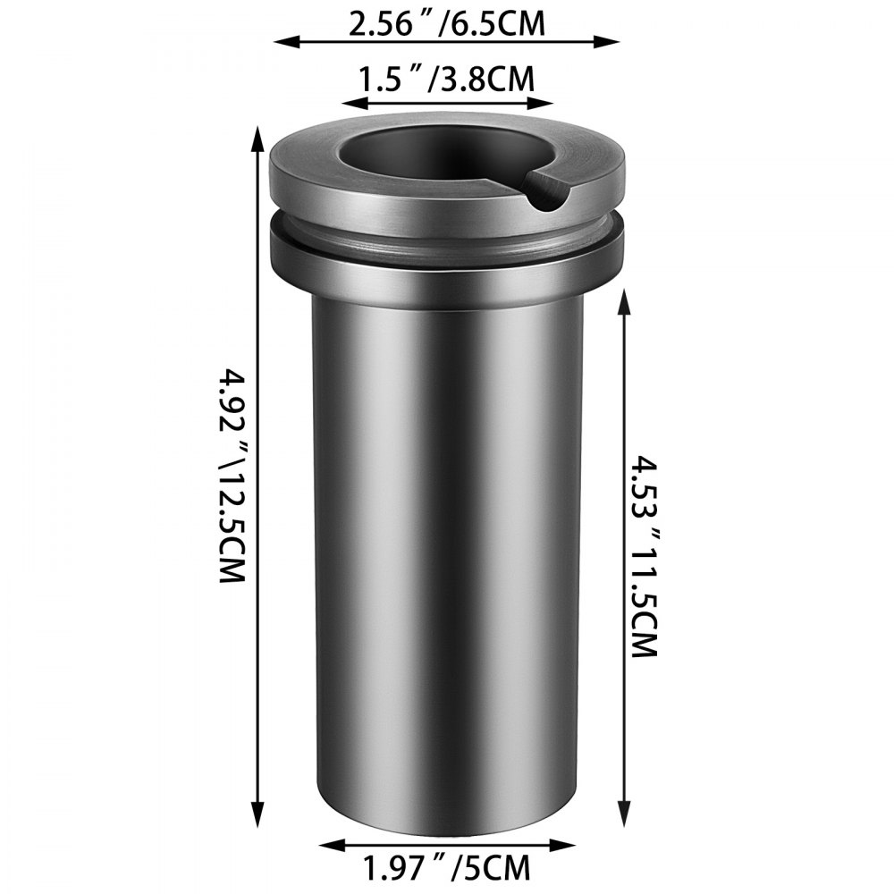 Vevor 1 Kg Crisol De Grafito Crisol De Fundición De Alta Pureza 65 X 125 Mm