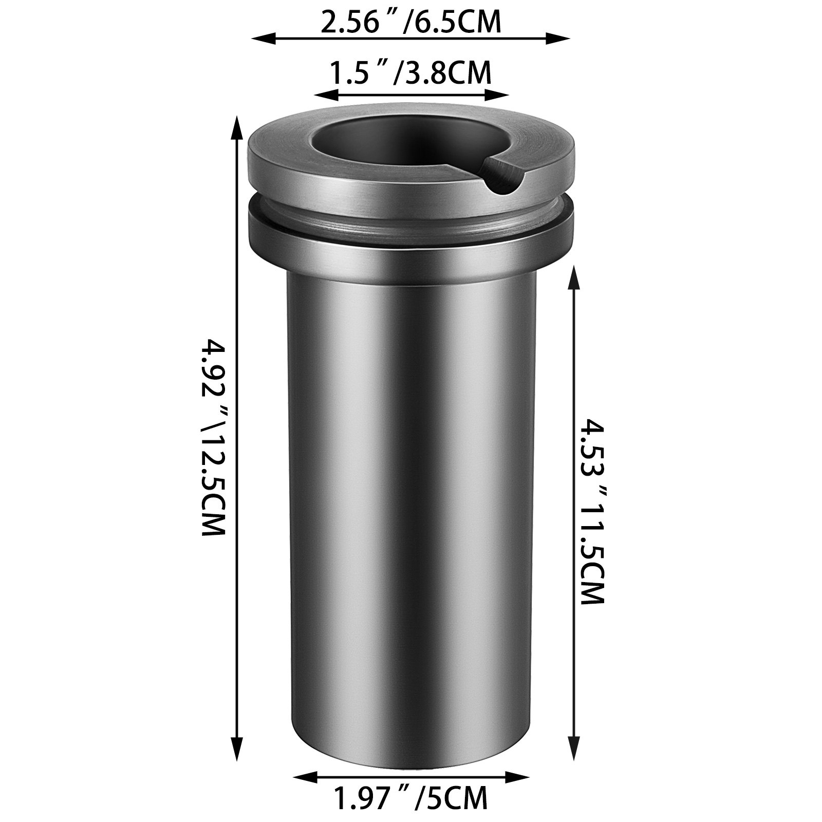 Vevor 1 Kg Crisol De Grafito Crisol De Fundición De Alta Pureza 65 X 125 Mm