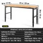 VEVOR Banco de Trabajo Ajustable Mesa de Trabajo de Garaje 1550x510 mm Alturas 688-910 mm Carga de 900 kg con Tomas de Corriente Estructura de Metal y Almohadillas para los Pies, para Taller