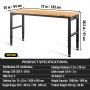 VEVOR Height-Adjustable Workbench 183x64x72-97cm Clamping Table, 900 kg Weight Capacity Work Table, Brown Folding Tool Bench Made of Cold-Rolled Steel, Multifunctional Worktable for Warehouse & Office
