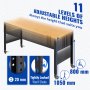VEVOR Banco de Trabajo de Altura Ajustable 80-105 cm Banco para Taller Escritorio de Tablón de Roble 155x51 cm Marco de Acero Mesa de Trabajo con Ruedas Carga de 720 kg para Garajes Talleres Oficinas