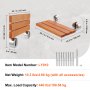 VEVOR Asiento de ducha plegable de teca, 20.1" x 13.2" desplegado, banco de ducha plegable montado en la pared con capacidad de carga de 440 libras, silla de ducha plegable para el cuidado del hogar que ahorra espacio, para personas mayores, mujeres embarazadas y niños