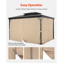 VEVOR Cortina de Privacidad para Cenador Impermeable 284 x 284 x 204 cm, Caqui