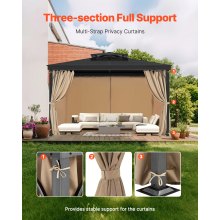 VEVOR Cortina de Privacidad para Cenador Impermeable 284 x 284 x 204 cm, Caqui