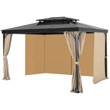 VEVOR Cortina de Privacidad para Cenador Impermeable 284 x 284 x 204 cm, Caqui