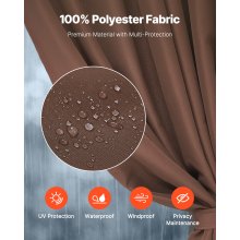 VEVOR Cortinas Impermeables para Cenador para Exterior 284x284x211cm, Color Café