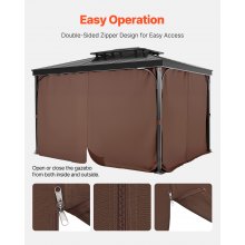 VEVOR Cortinas Impermeables para Cenador para Exterior 284x284x211cm, Color Café