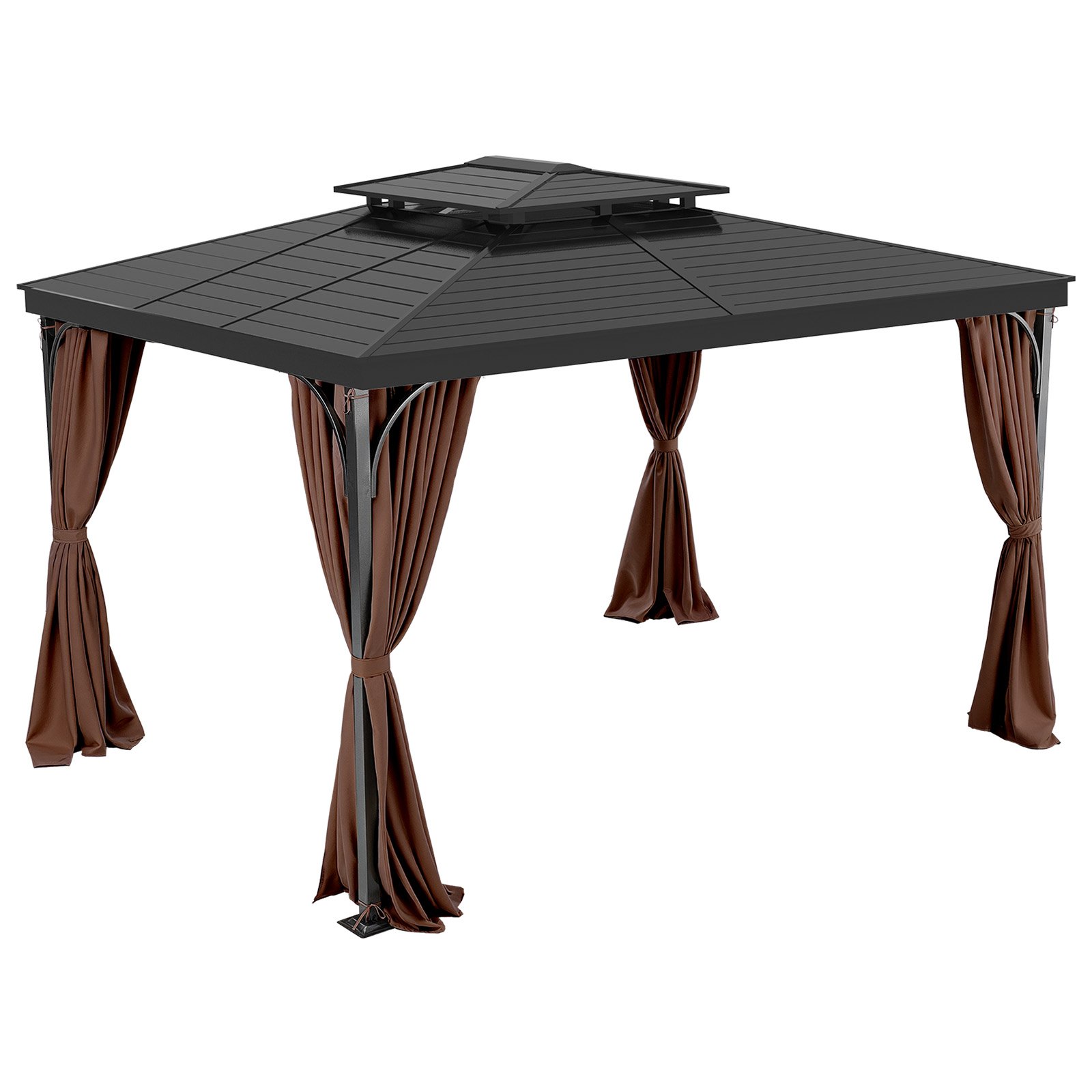VEVOR Cortinas para Cenador para Exteriores 284 x 284 x 211 cm, Cortinas de Privacidad para Cenador de 4 paneles Laterales con Cremalleras, Cortinas Parasol Universales Reemplazo, Color de Café