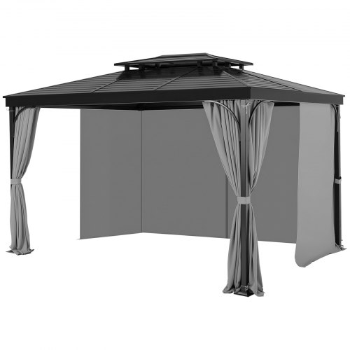 VEVOR Cortinas para Cenador para Exteriores 284 x 284 x 204 cm de Poliéster Cortinas de Privacidad para Cenador de 4 Paneles Laterales con Cremalleras, Cortinas Parasol Universales Reemplazo, Gris