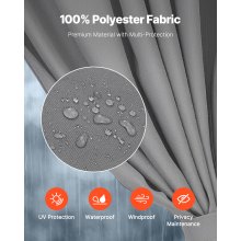 VEVOR Cortinas Impermeables para Cenador para Exterior 283 x 340 x 203,5 cm Gris