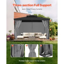 VEVOR Cortinas Impermeables para Cenador para Exterior 283 x 340 x 203,5 cm Gris