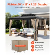 VEVOR Cortina de Privacidad para Cenador Impermeable 284 x 284 x 211 cm, Caqui