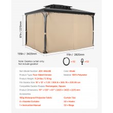 VEVOR Cortina de Privacidad para Cenador Impermeable 284 x 284 x 211 cm, Caqui