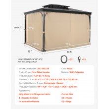 VEVOR Cortina de Privacidad para Cenador 284 x 284 x 211 cm para Exterior, Caqui