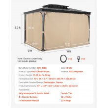 VEVOR Cortinas de Poliéster para Cenador para Exteriores 283x340x203,5 cm Caqui