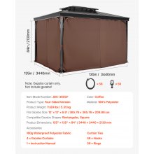 VEVOR Cortina de Privacidad para Cenador de 3440 x 3440 x 2130 mm, Color Café