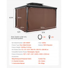VEVOR Cortina de Privacidad para Cenador de 3440 x 3440 x 2130 mm, Color Café