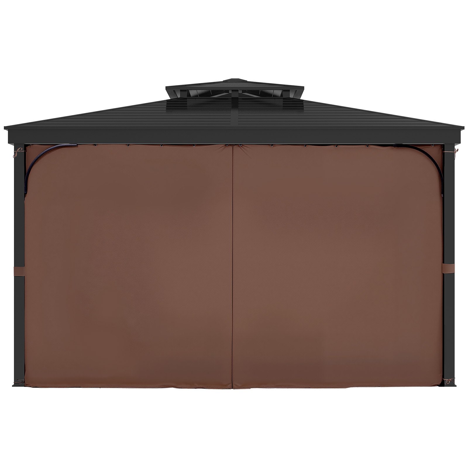 VEVOR Cortinas para Cenador para Exteriores Cortina de Cenador con Privacidad 344 x 344 x 213 cm de Poliéster 4 Paneles Laterales con Cremallera Repuesto Universal para Toldo de Patio, Color Café