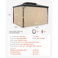 VEVOR Cortina de Privacidad para Cenador 281 x 373 x 213 cm para Exterior, Caqui