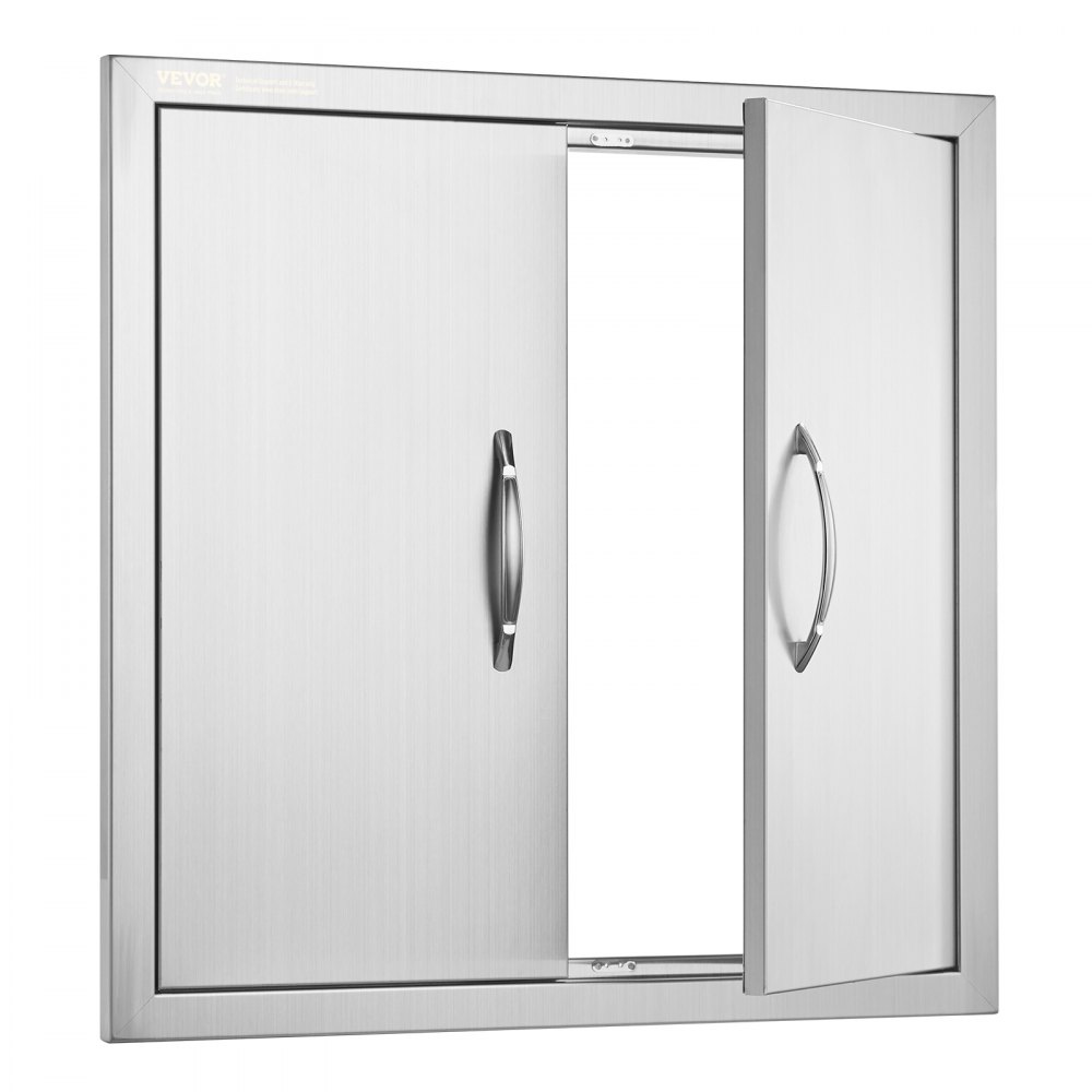 VEVOR Puerta de Acceso a Barbacoa 610 x 610 x 48 mm Puerta de Cocina Exterior Doble Puerta Empotrada de Acero Inoxidable con Manija para Isla de Barbacoa, Estación de Parrilla, Armario Exterior
