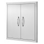 VEVOR Puerta de Acceso a Barbacoa 610 x 610 x 48 mm Puerta de Cocina Exterior Doble Puerta Empotrada de Acero Inoxidable con Manija para Isla de Barbacoa, Estación de Parrilla, Armario Exterior