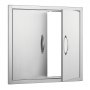 VEVOR Puerta de Acceso a Barbacoa 660 x 609 x 45 mm Puerta de Cocina Exterior Doble Puerta Empotrada de Acero Inoxidable con Manija para Isla de Barbacoa, Estación de Parrilla, Armario Exterior