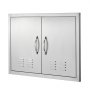 VEVOR Grill Access Door, 762 x 533 mm, Double Outdoor Kitchen Door, Flush Mounted Stainless Steel Door, Vertical Wall Door with Handles and Ventilation Slots, for Grill Island, Grill Station, Outdoor Cabinet