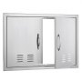 VEVOR Grill Access Door, 762 x 533 mm, Double Outdoor Kitchen Door, Flush Mounted Stainless Steel Door, Vertical Wall Door with Handles and Ventilation Slots, for Grill Island, Grill Station, Outdoor Cabinet