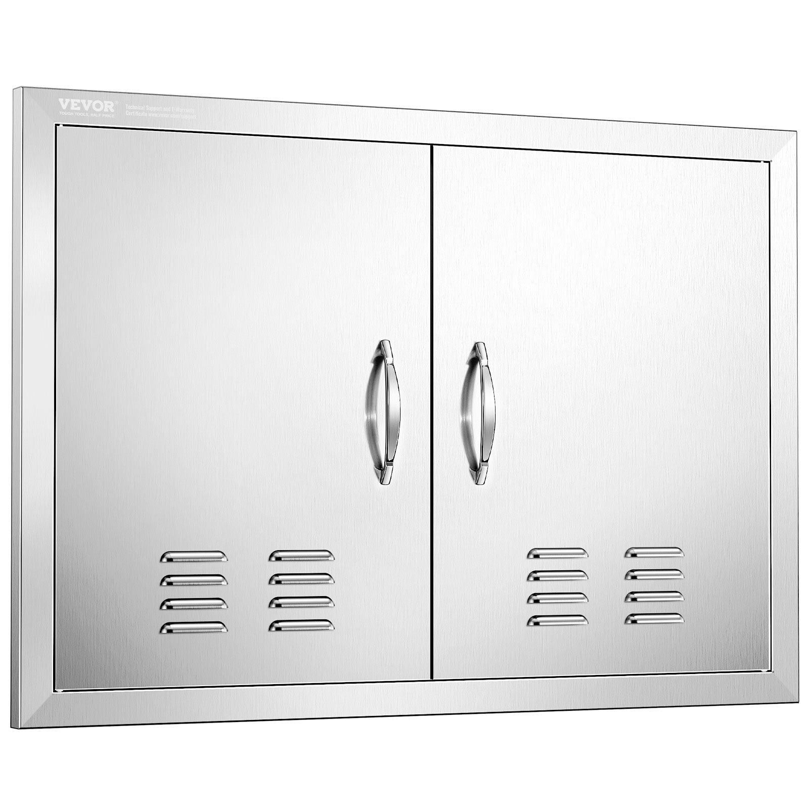 VEVOR Puerta de Acceso a Barbacoa 762 x 533 x 46 mm Puerta de Cocina Exterior Doble Puerta Empotrada de Acero Inoxidable con Manija para Isla de Barbacoa, Estación de Parrilla, Armario Exterior