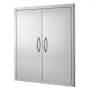 VEVOR Puerta de Acceso a Barbacoa 790 x 790 x 46 mm Puerta de Cocina Exterior Doble Puerta Empotrada de Acero Inoxidable con Manija para Isla de Barbacoa, Estación de Parrilla, Armario Exterior
