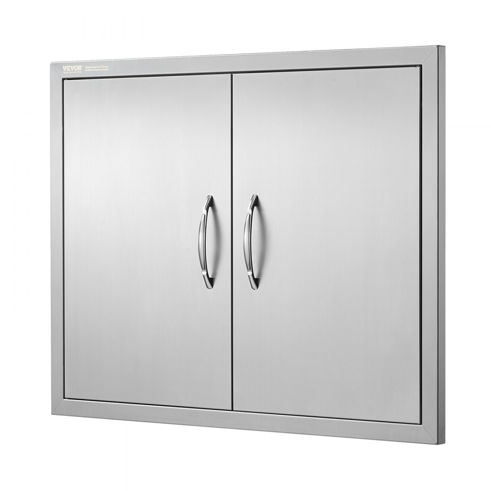 VEVOR Puerta de Acceso a Barbacoa 78,7 x 60,9 cm Puerta de Cocina Exterior Doble Puerta Empotrada de Acero Inoxidable con Manija para Isla de Barbacoa, Estación de Parrilla, Armario Exterior