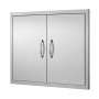 VEVOR Puerta de Acceso a Barbacoa 78,7 x 60,9 cm Puerta de Cocina Exterior Doble Puerta Empotrada de Acero Inoxidable con Manija para Isla de Barbacoa, Estación de Parrilla, Armario Exterior