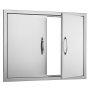 VEVOR Puerta de Acceso a Barbacoa 78,7 x 60,9 cm Puerta de Cocina Exterior Doble Puerta Empotrada de Acero Inoxidable con Manija para Isla de Barbacoa, Estación de Parrilla, Armario Exterior