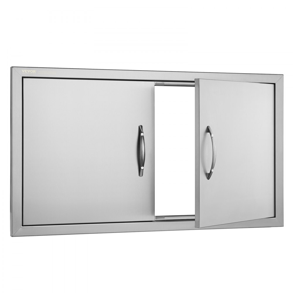 VEVOR Puerta de Acceso a Barbacoa 863 x 482 x 46 mm Puerta de Cocina Exterior Doble Puerta Empotrada de Acero Inoxidable con Manija para Isla de Barbacoa, Estación de Parrilla, Armario Exterior