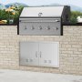 VEVOR Puerta de Acceso a Barbacoa 91,4 x 53,4 x 4,5 cm Puerta de Cocina Exterior Doble Puerta Empotrada de Acero Inoxidable con Manija para Isla de Barbacoa, Estación de Parrilla, Armario Exterior